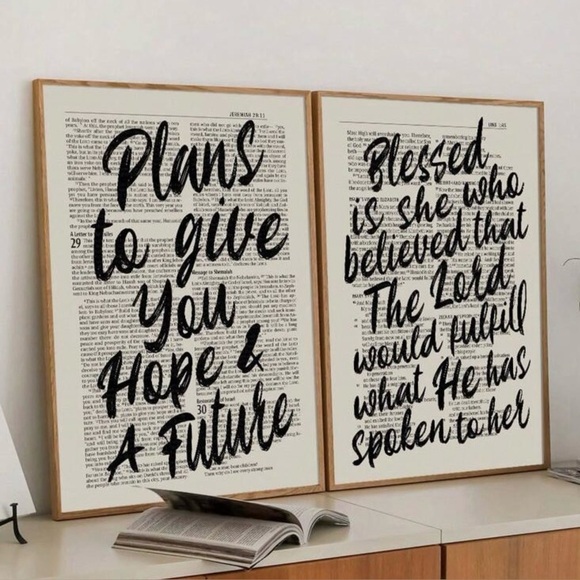 2 Piece Bible Verse Wall Art Canvas, Hope and a Future, Blessed is She - Picture 1 of 6